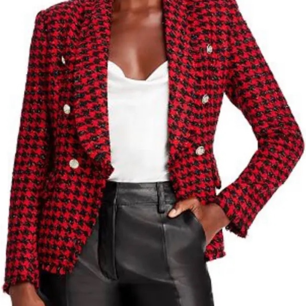 Tweed blazer  red and black with subtle sparkle